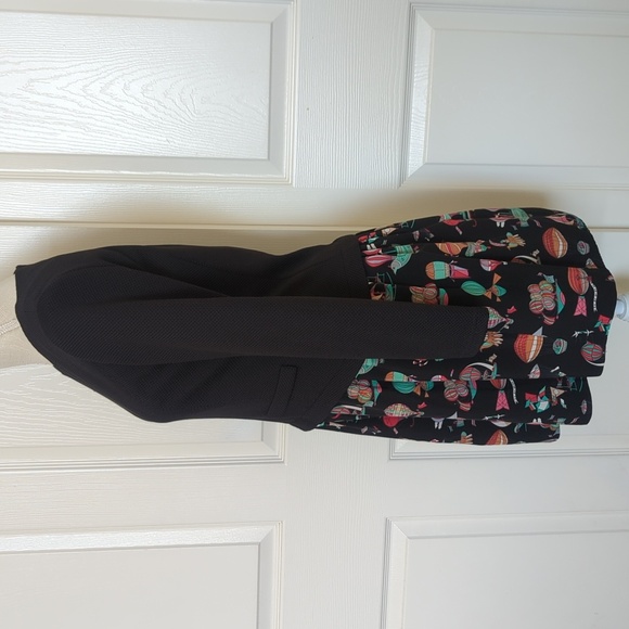 Veeko Black Long Sleeve Dress with Colorful Balloon Print Skirt - Picture 4 of 9